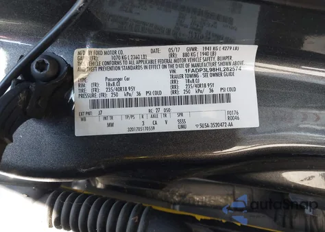 2017 Ford Focus St z USA, uszkodzony, nr VIN 1FADP3L98HL282574